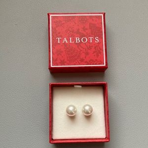 Talbots earrings, new , pearl tone